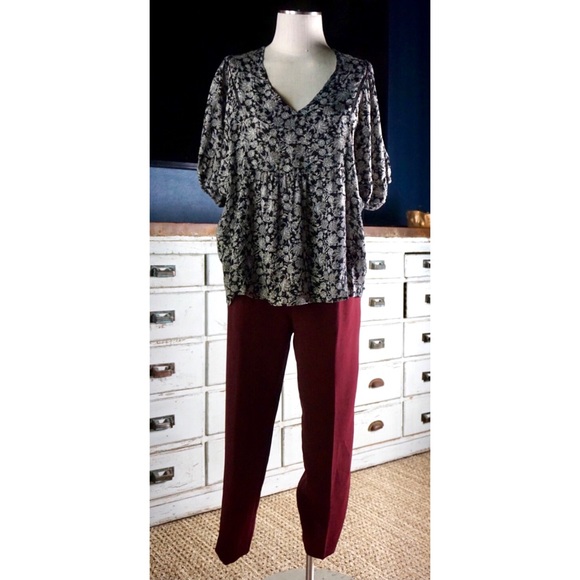 Anthropologie Sasha Button Fly Wine Trousers New 4 - Picture 12 of 16